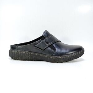 Clarks Collection Carolina Bay Womens 9 Black Leather Slip On Shoes Mules